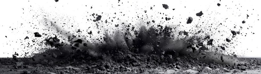 Abstract black and white explosion on a white background.