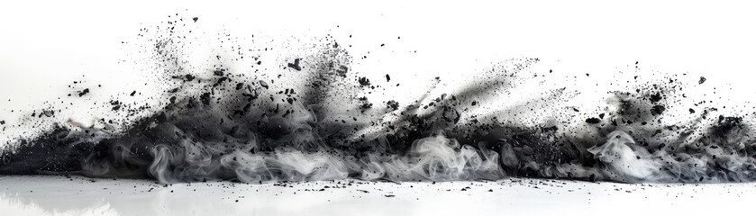 Abstract black and white ink splatter on white background.