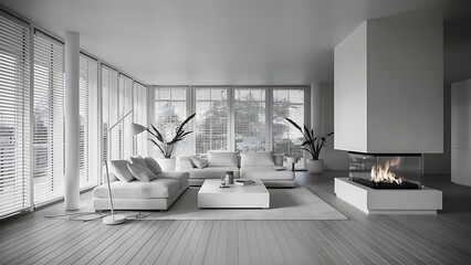 White minimalist living room