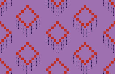 Ethnic geometric seamless fabric pattern Cross Stitch.Ikat embroidery. Abstract,vector,illustration. Texture,Cross Stitch,frame,decor,motifs,wallpaper.