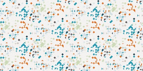 Simple glitch geometric seamless abstract border with playful woven summer color. Bright whimsical gender neutral bold irregular shape textile Cotton effect banner