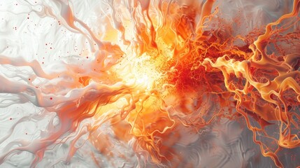 Abstract orange and white swirl paint background with vibrant colors. Photo generated by AI.