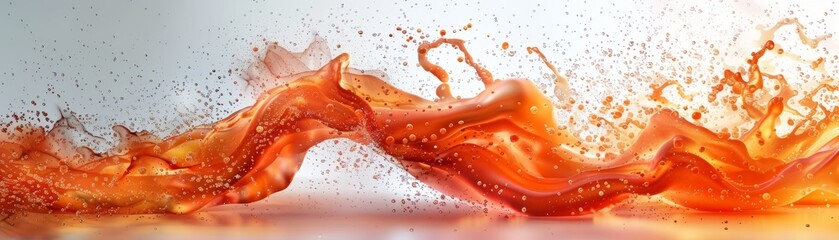 Abstract orange liquid splash on white background.