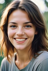 Obraz premium A young Caucasian woman smiling at the camera
