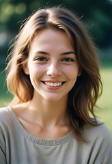 Fototapeta premium A young Caucasian woman smiling at the camera