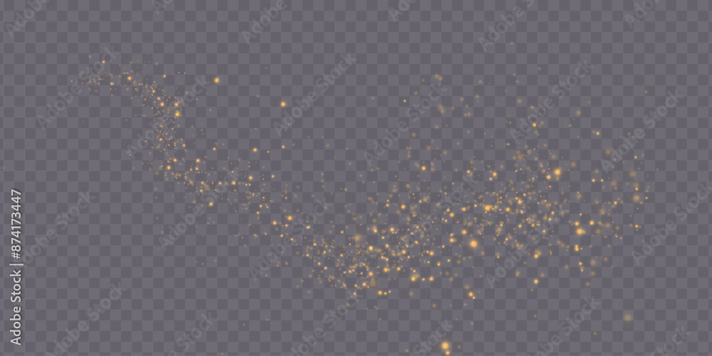 Poster magic golden wind png festive isolated on transparent background. golden comet png with sparkling st
