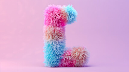 Fototapeta premium 3D rendering of a colorful, furry lowercase letter 