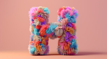 3D rendering of a colorful, furry lowercase letter "" against a gradient background