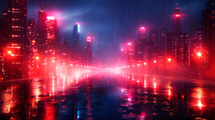 Obraz premium photo of cities on evening style color orange and red