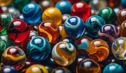 Colorful marbles with different swirls in vibrant colors