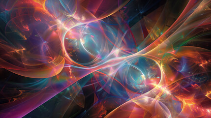 Obraz premium Cosmic Kaleidoscope - Abstract Fractal Art of Interlaced Geometric Prisms in Iridescent Luminescence