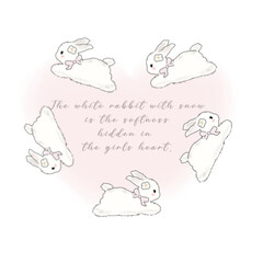 Fototapeta premium little white rabbit with cute quotes