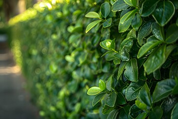 Obraz premium Lush Green Hedge in Sunlight