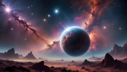 Alien planet astro photography space nebula theme