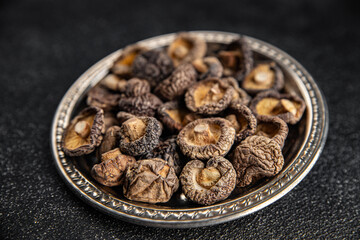 shiitake dried mushroom appetizer meal food snack on the table copy space food background rustic top view keto or paleo diet vegetarian vegan food
