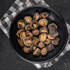 shiitake dried mushroom appetizer meal food snack on the table copy space food background rustic top view keto or paleo diet vegetarian vegan food