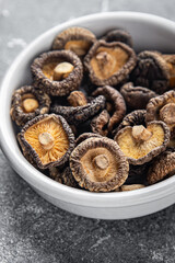shiitake dried mushroom appetizer meal food snack on the table copy space food background rustic top view keto or paleo diet vegetarian vegan food