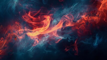 Abstract Smoke Swirls in Red and Blue