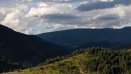 Mountain landscape with dramatic clouds