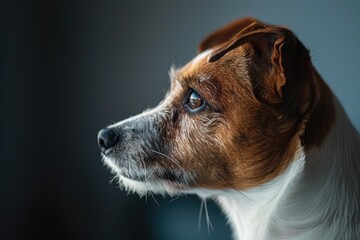 A close-up shot of a dog's face with a blurred background