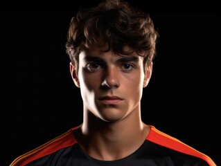 Fototapeta premium Close-up shot of a soccer player's face with uniform and gear