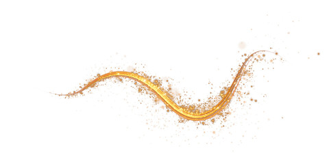 Sparks of dust and golden or yellow stars shine with special light. Trace of speed lines. Christmas light effect. Sparkling particles of magic dust. Abstract light lines of movement and speed. PNG.