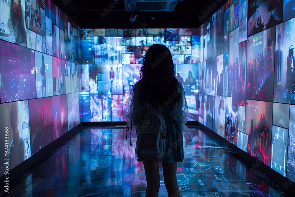 Poster immersive digital art installation with multiscreen display