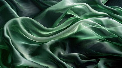 Fototapeta premium Serene Blue Sky: Ethereal Thin Silk Fabric Drifting Peacefully, Creating Delicate Patterns in the Air