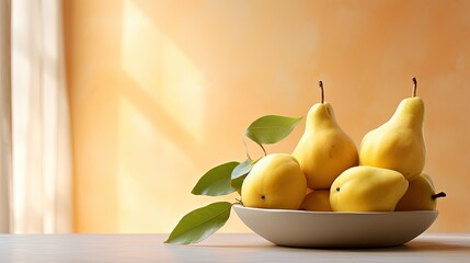 A bowl of yellow pears