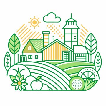 recommend clip art: line drawing, minimalist illustrations, simplicity, natural, Abstract Farm Line Art Details