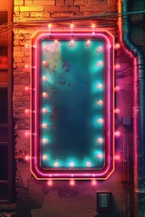 Obraz premium A neon sign on the side of a building at night, with vibrant colors and a modern design