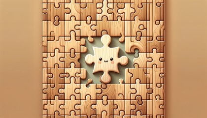 Cute Puzzle Piece in Wooden Puzzle