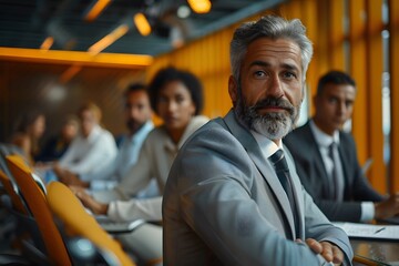 Focused Business Professionals Attending a Conference
