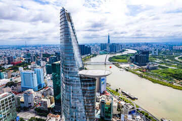 Aerial view of Ho Chi Minh city or Saigon, in Vietnam