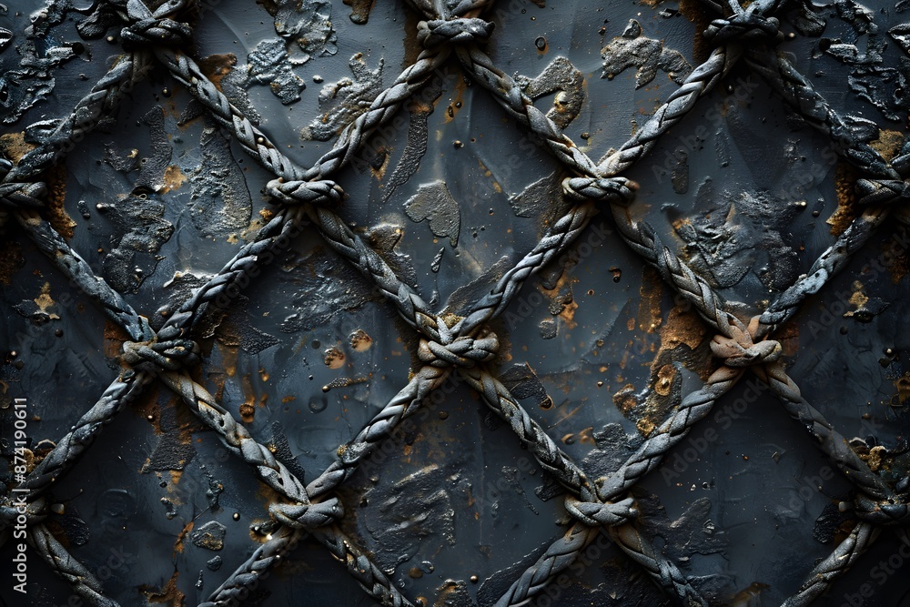Aufkleber close-up of weathered metal grid with rust and texture