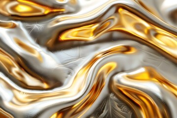 Abstract Liquid Gold and Silver Waves