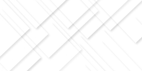 White geometric overlapping square pattern. Vector illustration technology background with shadow. Modern minimal and clean white background with realistic line. light silver background modern design.