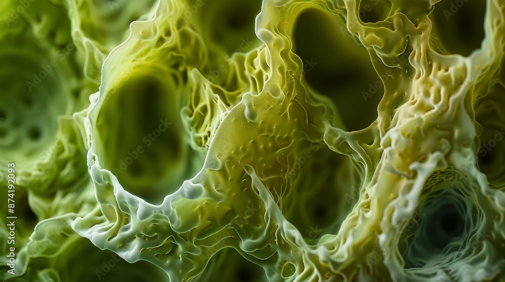 Fototapete abstract green organic structure with intricate patterns and textures
