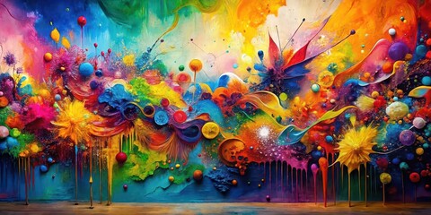 Vibrant and colorful abstract art piece , vibrant, colorful, abstract, art, vibrant colors, contemporary