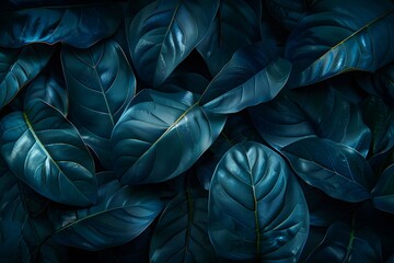 Fototapeta premium Lush Dark Green Foliage with Intricate Leaf Patterns