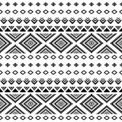 Ancient echoes Aztec geometric seamless patterns southwest Navajo Native American tribal ethnic black and white for textile printing
