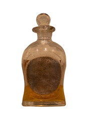 old and vintage bottle of medicine on white, isolated