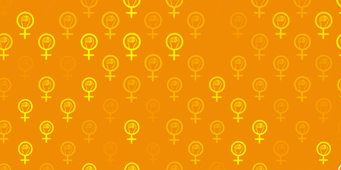 Light Green, Yellow vector pattern with feminism elements.