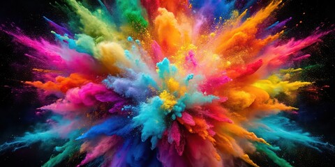 Obraz premium Vibrant colors portrayed in an explosive manner, colorful, vibrant, dynamic, explosion, dramatic, artistic, abstract, intense
