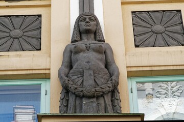 Jugendstilgebäude Pikk 18. 
Detail der Fassade des Jugendstil-Gebäudes erbaut von Jaques Rosenbaum, Tallinn, Estland