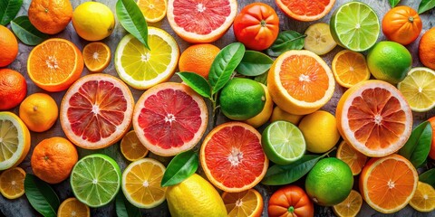 Vibrant selection of citrus fruits on background, citrus, fruits, vibrant, colorful, healthy, fresh, juicy,background