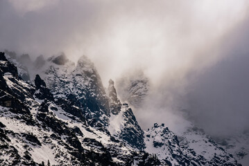 Mountain peaks near Morskie Oko Lake in Poland at Winter. Tatras range © Roxana