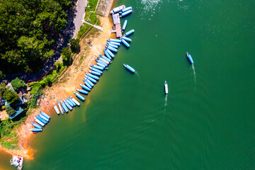 Fototapeta premium Aerial view of tuyen lam lake in Dalat, Vietnam