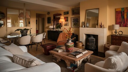 Interior Living Room Wall Mock Up Background