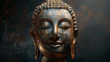 Portrait of a bronze Buddha